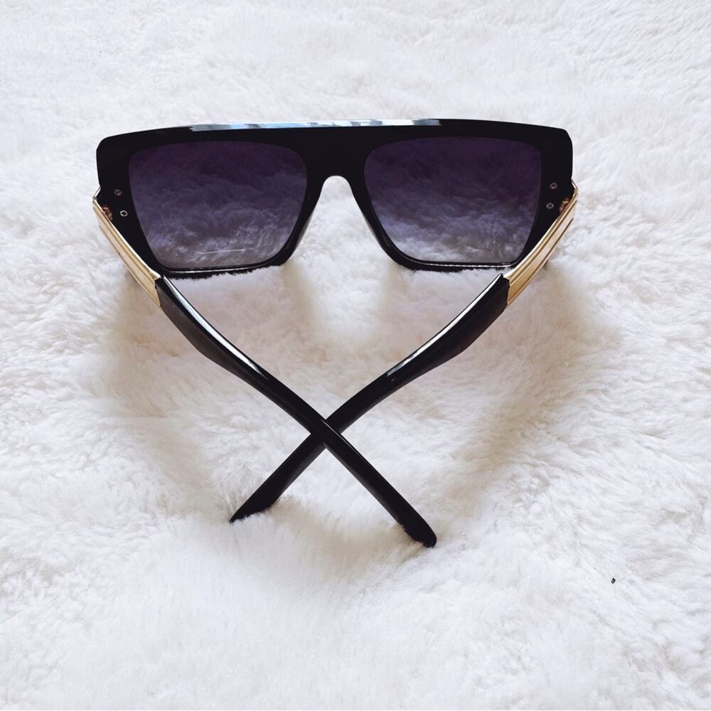 Inez Black Oversized Square Sunglasses - Picture 8 of 9